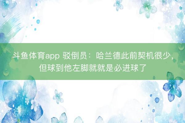 斗鱼体育app 驳倒员：哈兰德此前契机很少，但球到他左脚就就是必进球了