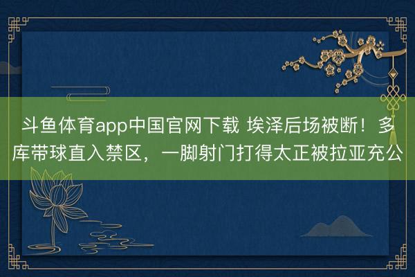 斗鱼体育app中国官网下载 埃泽后场被断！多库带球直入禁区，一脚射门打得太正被拉亚充公