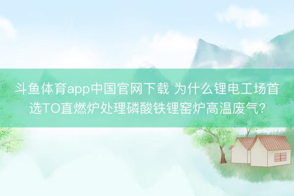 斗鱼体育app中国官网下载 为什么锂电工场首选TO直燃炉处理磷酸铁锂窑炉高温废气?