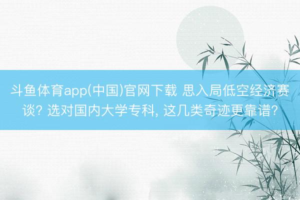 斗鱼体育app(中国)官网下载 思入局低空经济赛谈? 选对国内大学专科， 这几类奇迹更靠谱?