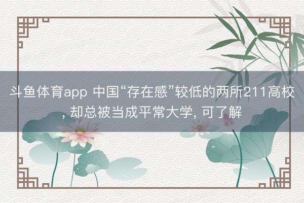 斗鱼体育app 中国“存在感”较低的两所211高校， 却总被当成平常大学， 可了解