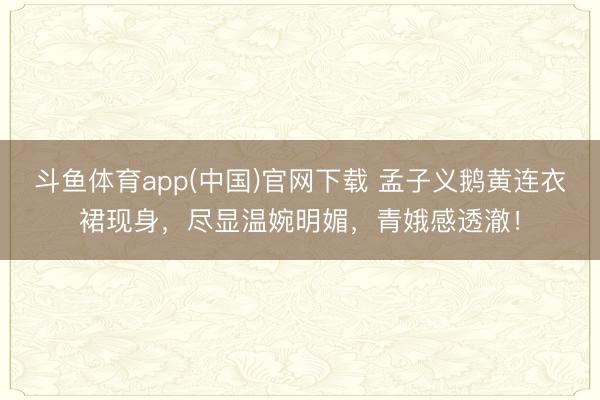 斗鱼体育app(中国)官网下载 孟子义鹅黄连衣裙现身,尽显温婉明媚,青娥感透澈!