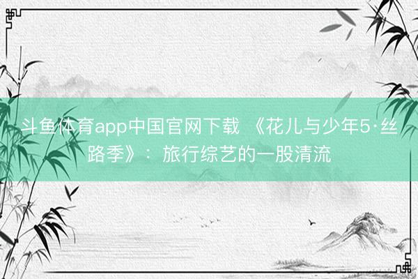 斗鱼体育app中国官网下载 《花儿与少年5·丝路季》：旅行综艺的一股清流