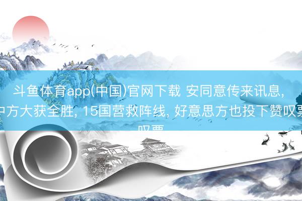 斗鱼体育app(中国)官网下载 安同意传来讯息, 中方大获全胜, 15国营救阵线, 好意思方也投下赞叹票